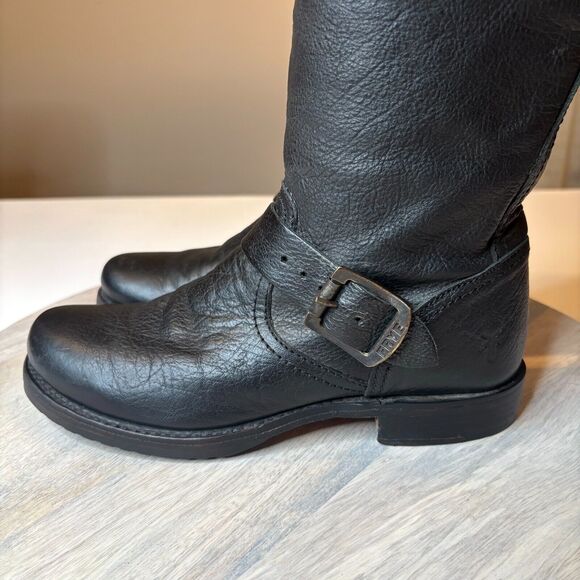 Frye Women's Veronica Slouch Round Toe Black Leather Riding Boots US Size 6.5‎ B - Picture 10 of 13